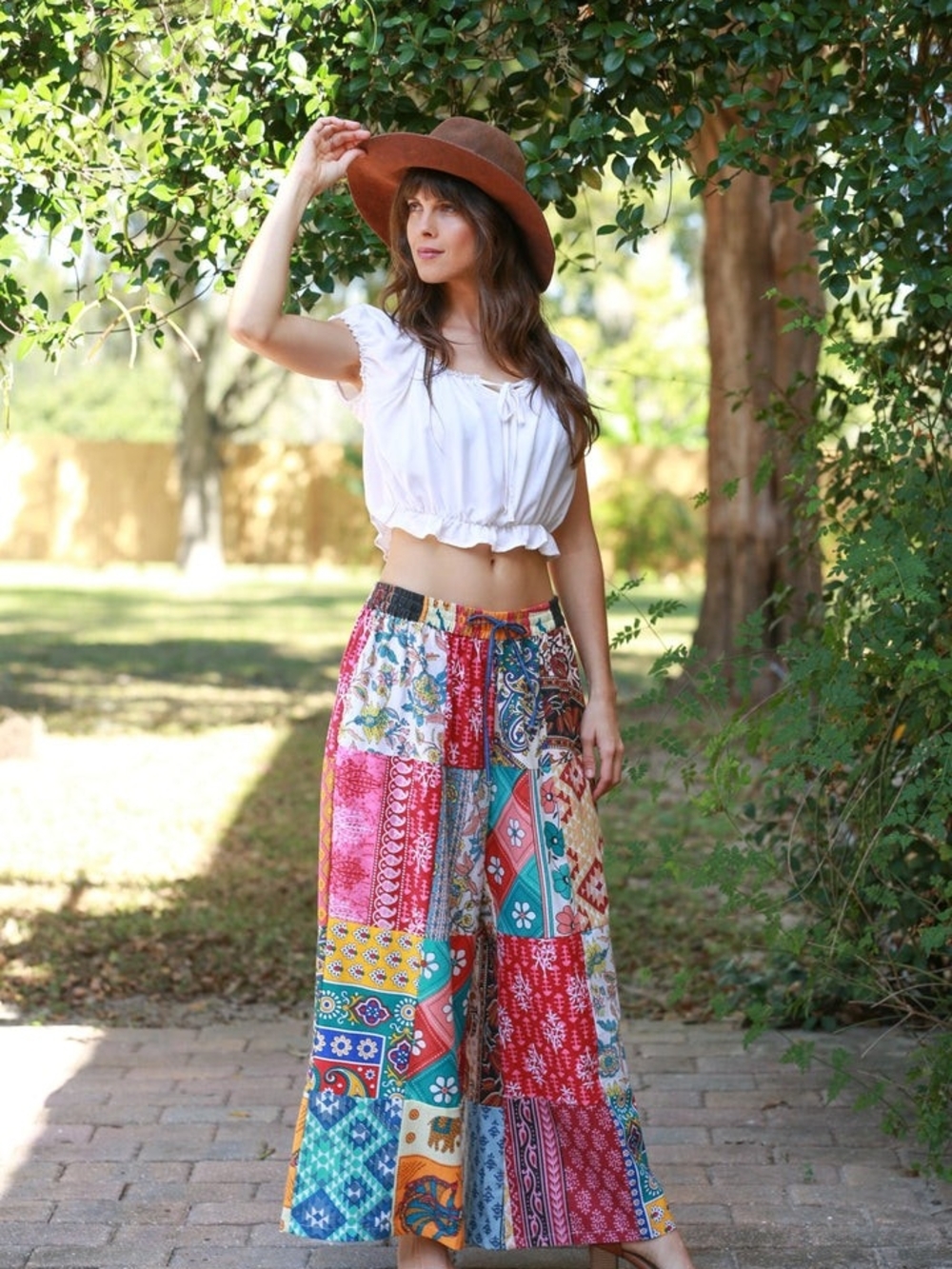 Sacred Threads Multicolor Patchwork Elastic Waist Pants